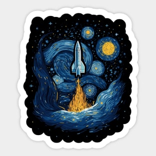 Starry Night Rocket Launch Space Gifts Science Gifts Space Sticker